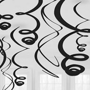 Black Hanging Swirls x12